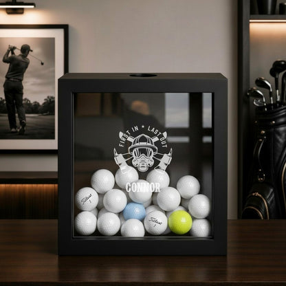 Firefighter Personalized Golf Ball Shadow Box Display Case