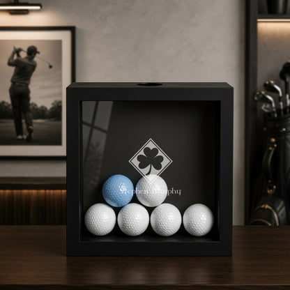 Irish Shamrock Personalized Golf Ball Shadow Box Display Case