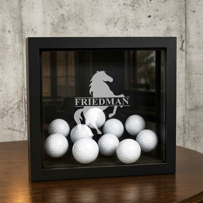 Equestrian Horse Personalized Golf Ball Shadow Box Display Case