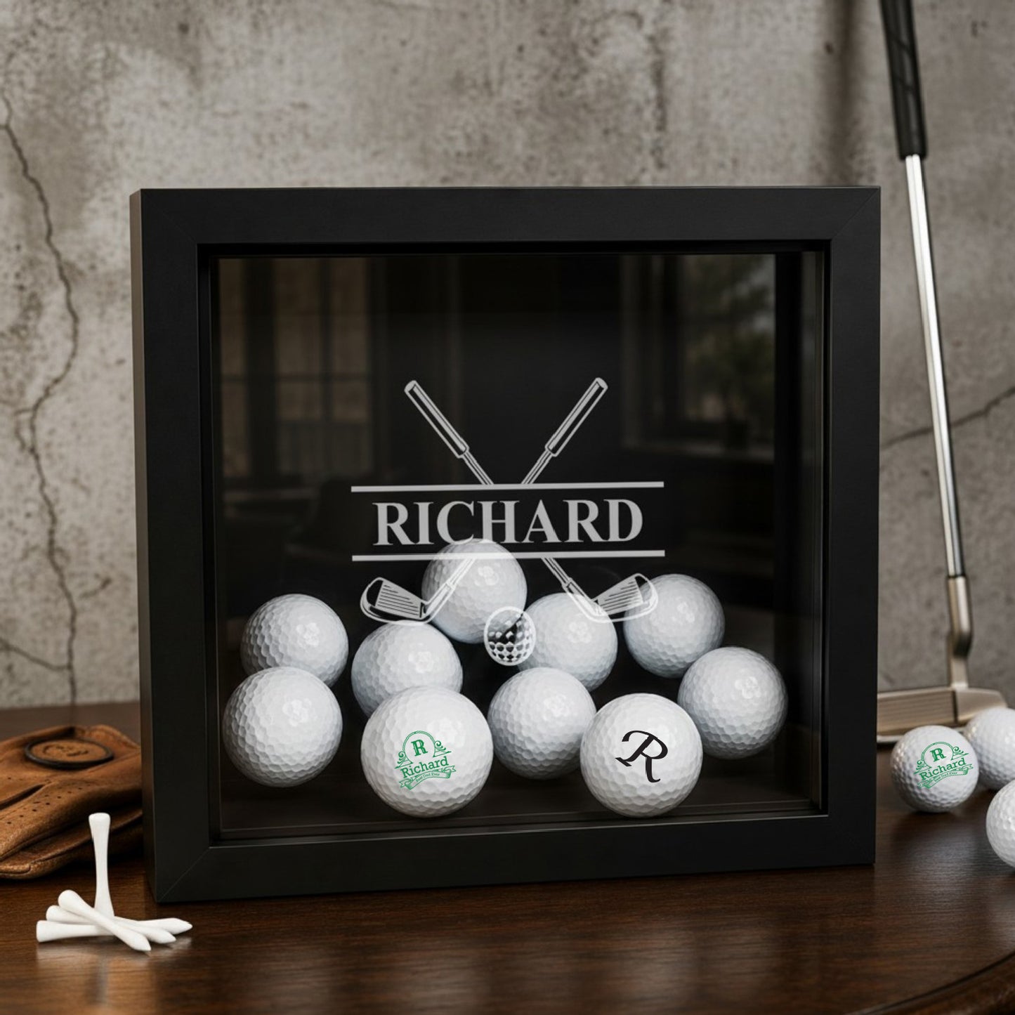Golf Personalized Golf Ball Shadow Box Display Case