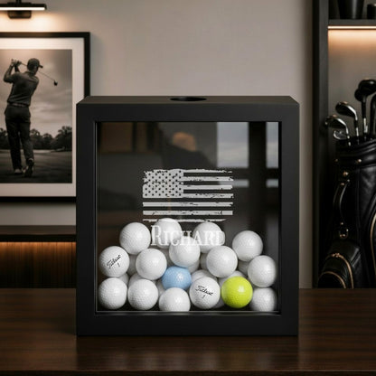 Patriotic Military Personalized Golf Ball Shadow Box Display Case