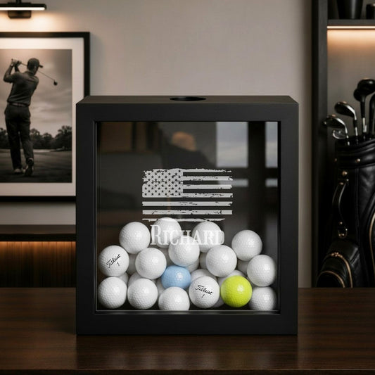 Patriotic Military Personalized Golf Ball Shadow Box Display Case