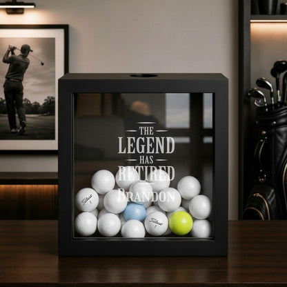 The Legend Has Retired Personalized Golf Ball Shadow Box Display Case