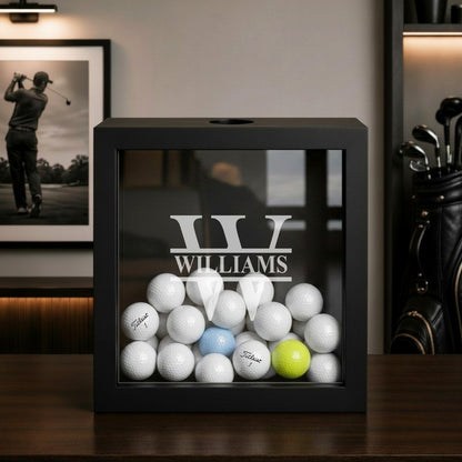 Monogram Personalized Golf Ball Shadow Box Display Case
