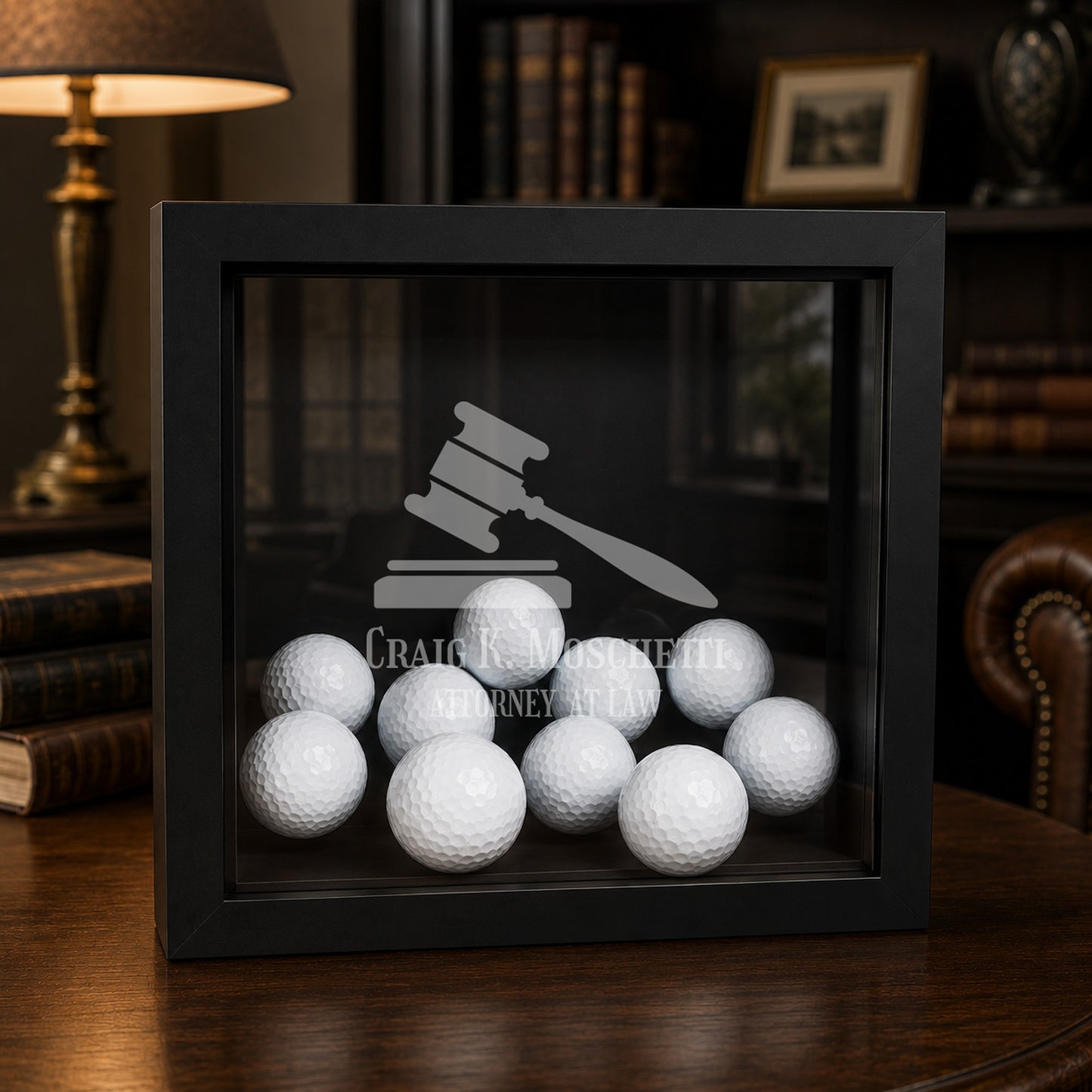 Personalized Golf Ball Display Case for Lawyers & Attorneys – Shadow Box Keepsake