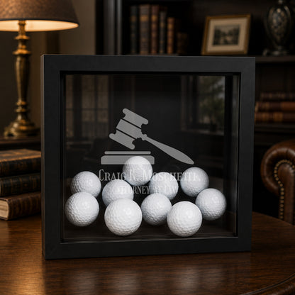 Personalized Golf Ball Display Case for Lawyers & Attorneys – Shadow Box Keepsake