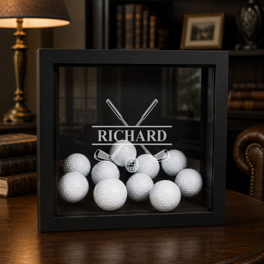 Personalized Golf Ball Shadow Box Display Case