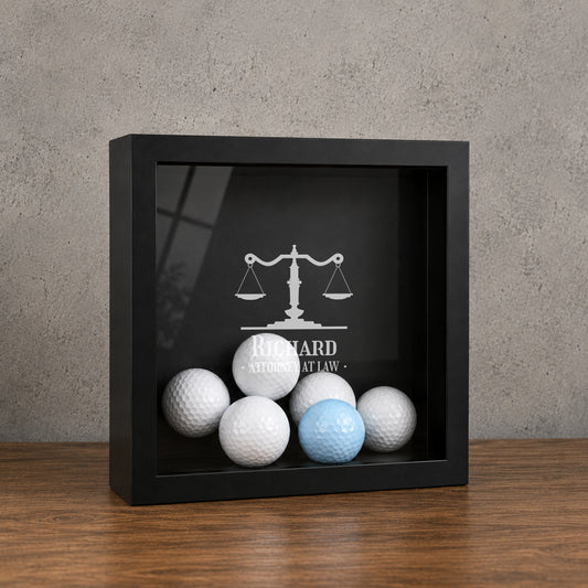 Personalized Golf Ball Display Case for Lawyers & Attorneys – Shadow Box Keepsake