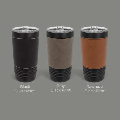 Motorcycle Rider Personalized Black 20 oz Leather Tumbler