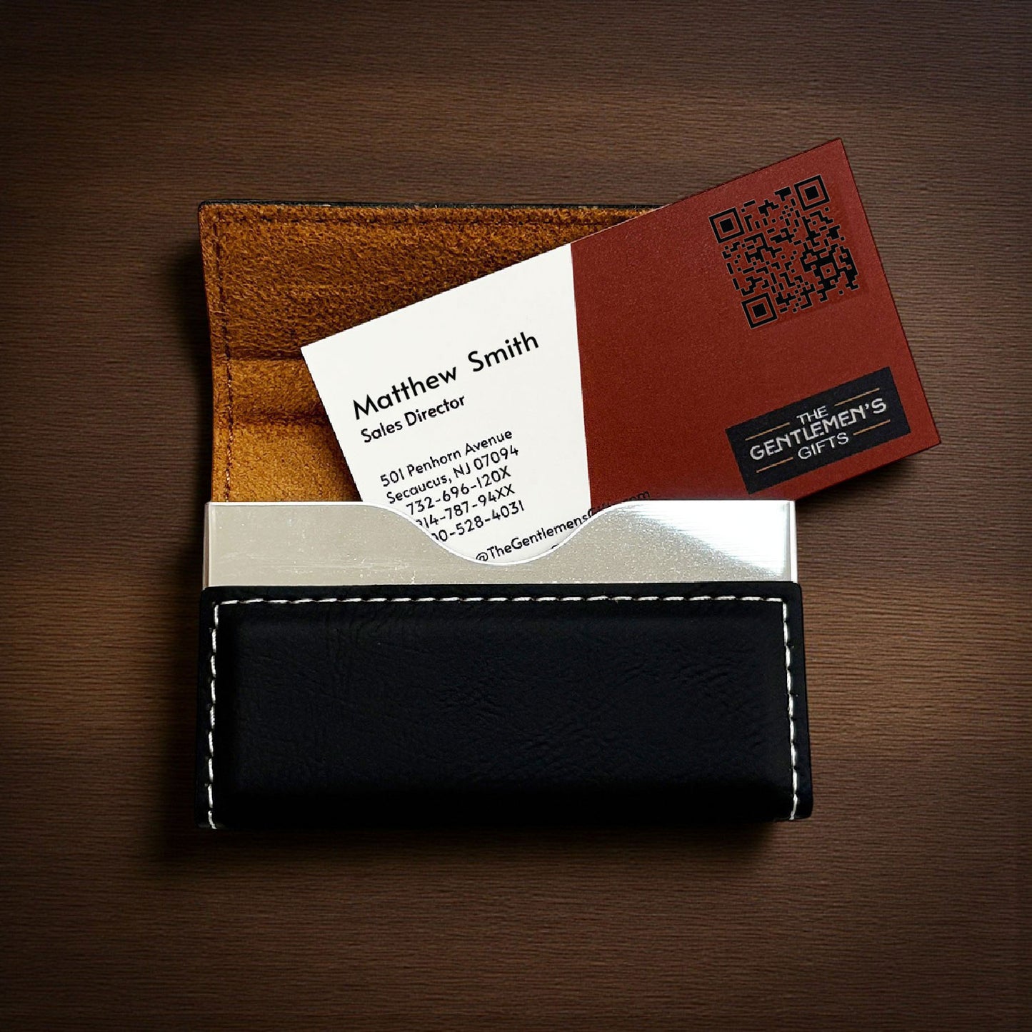 Signature Personalized Leather Business Card  Case