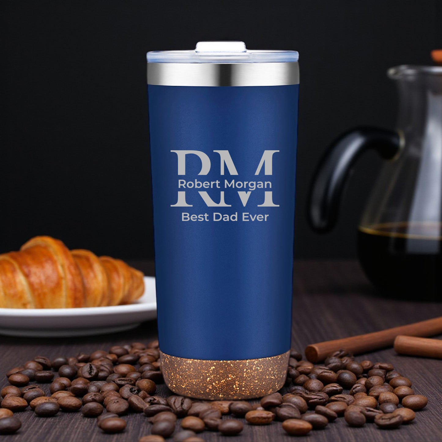 Monogram Personalized Cork Bottom 22 oz Navy Tumbler