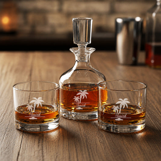 Tropical Coastal Signature Collection Personalized Duet 8.5 oz. Stacking Decanter Set