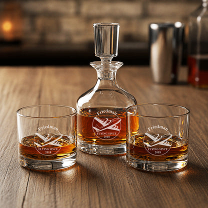 Aviator Pilot Personalized Duet 8.5 oz. Stacking Decanter Set