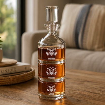 Firefighter Personalized Duet 8.5 oz. Stacking Decanter Set