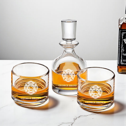 Firefighter Personalized Duet 8.5 oz. Stacking Decanter Set