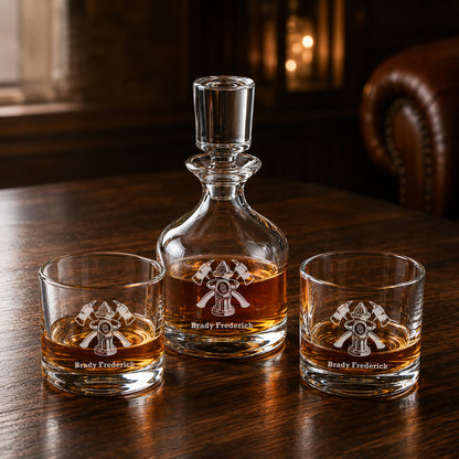 Firefighter Personalized Duet 8.5 oz. Stacking Decanter Set