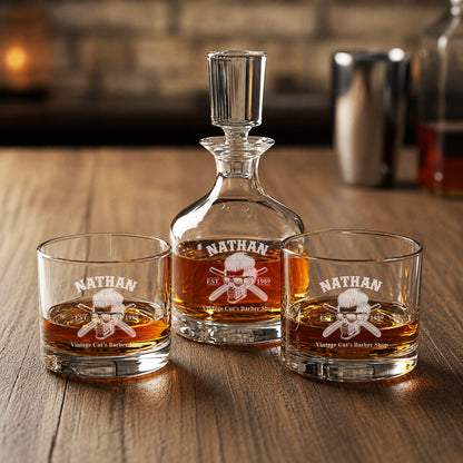 Barber Personalized Duet 8.5 oz. Stacking Decanter Set