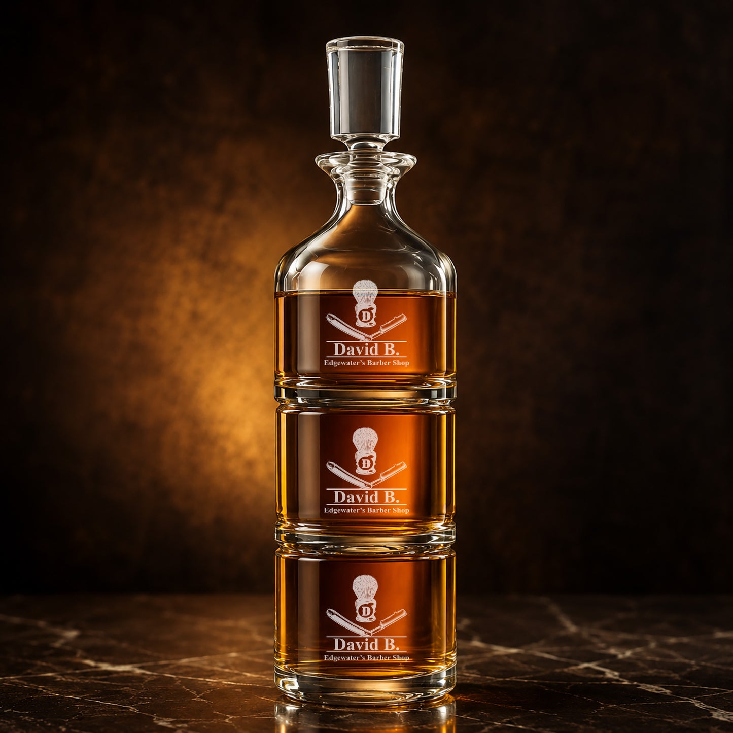 Barber Personalized Duet 8.5 oz. Stacking Decanter Set