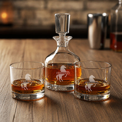 Equestrian Horse Personalized Duet 8.5 oz. Stacking Decanter Set