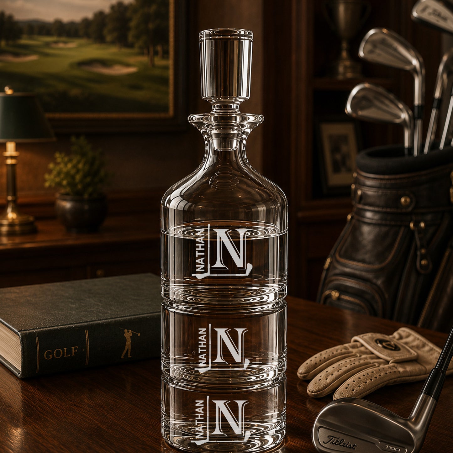 Golf Personalized Duet 8.5 oz. Stacking Decanter Set