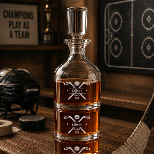 Hockey Personalized Duet 8.5 oz. Stacking Decanter Set