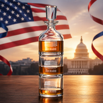 Patriotic Military Personalized Duet 8.5 oz. Stacking Decanter Set