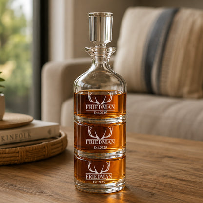 Hunting Personalized Duet 8.5 oz. Stacking Decanter Set