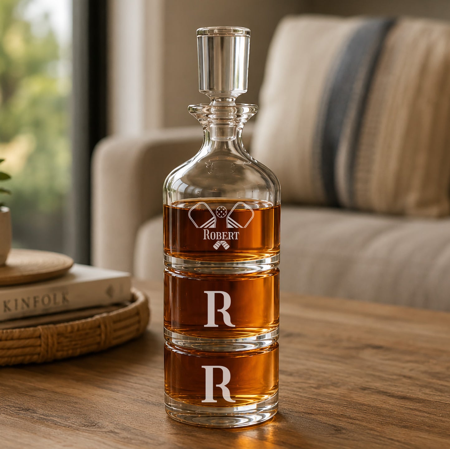 Pickleball Personalized Duet 8.5 oz. Stacking Decanter Set
