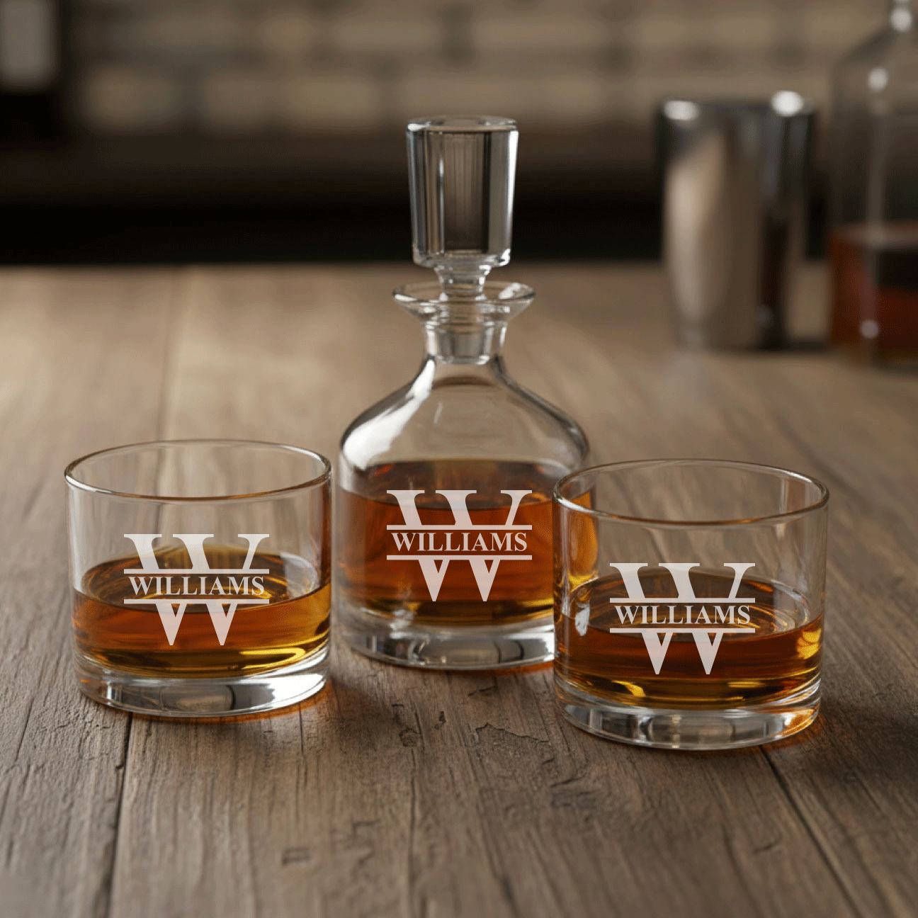 Monogram Personalized Duet 8.5 oz. Stacking Decanter Set
