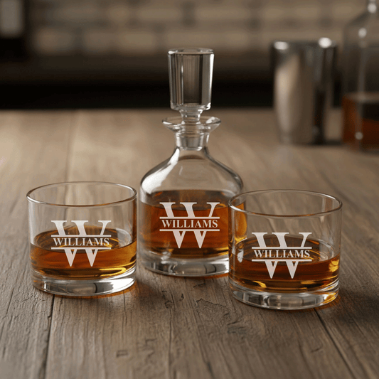 Monogram Personalized Duet 8.5 oz. Stacking Decanter Set