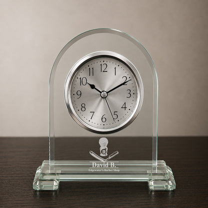Barber Personalized Arch Glass Desk Clock