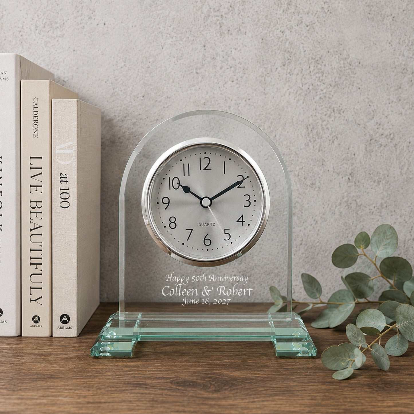 Personalized Message Arch Glass Desk Clock
