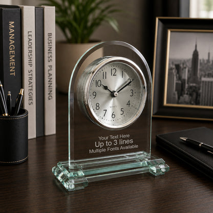 Personalized Message Arch Glass Desk Clock