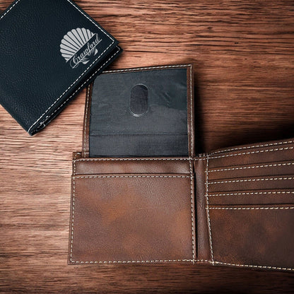 Seashell Personalized Leather Bi-Fold Wallet
