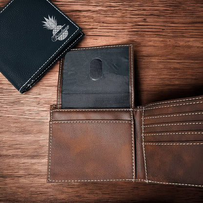 Pineapple Personalized Leather Bi-Fold Wallet