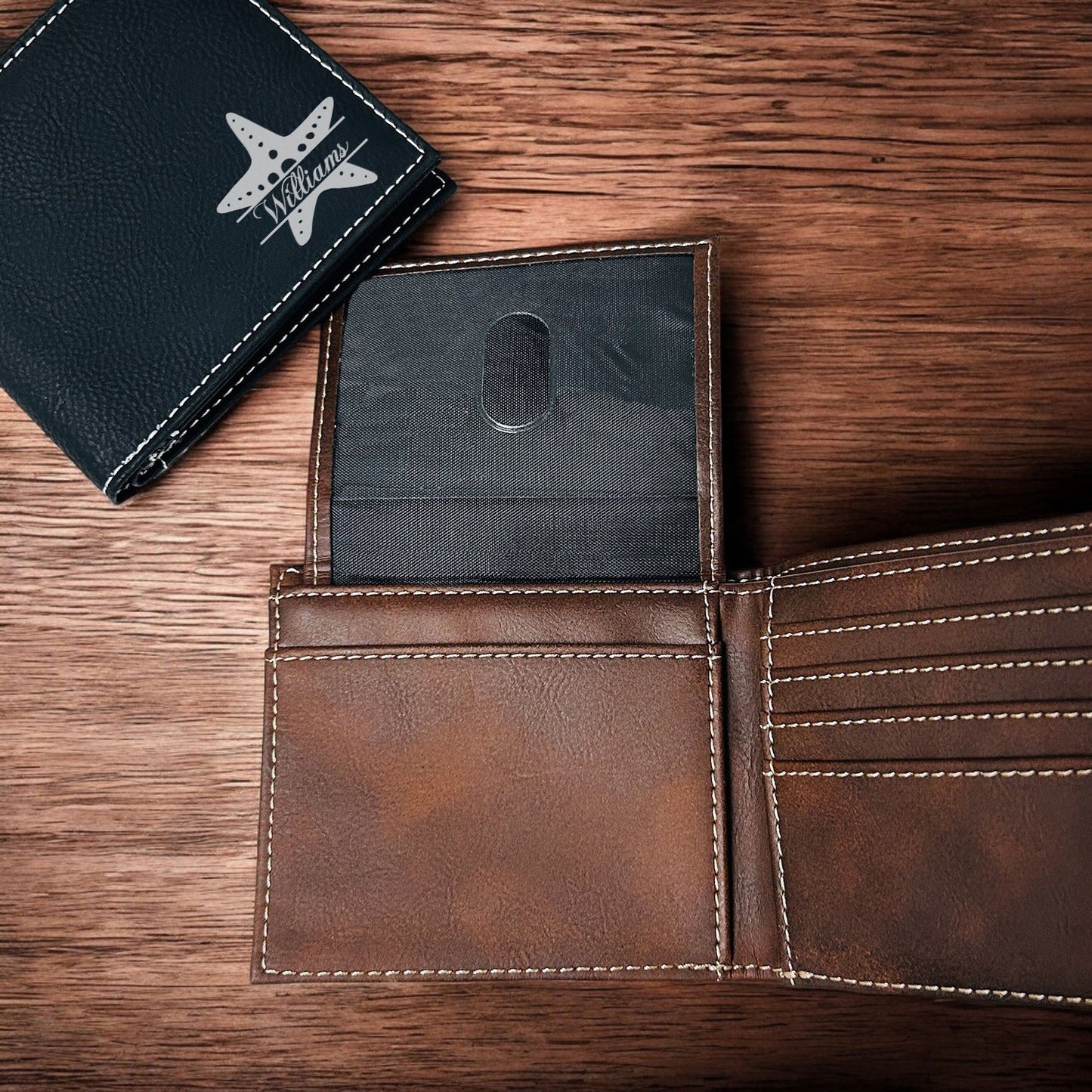 Starfish Personalized Leather Bi-Fold Wallet