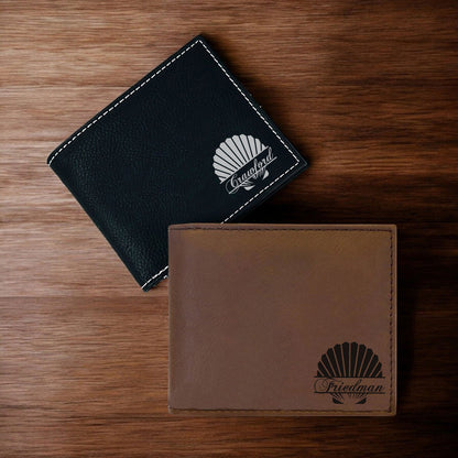 Seashell Personalized Leather Bi-Fold Wallet