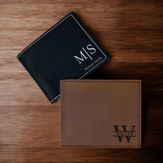 Monogram Personalized Leather Bi-Fold Wallet