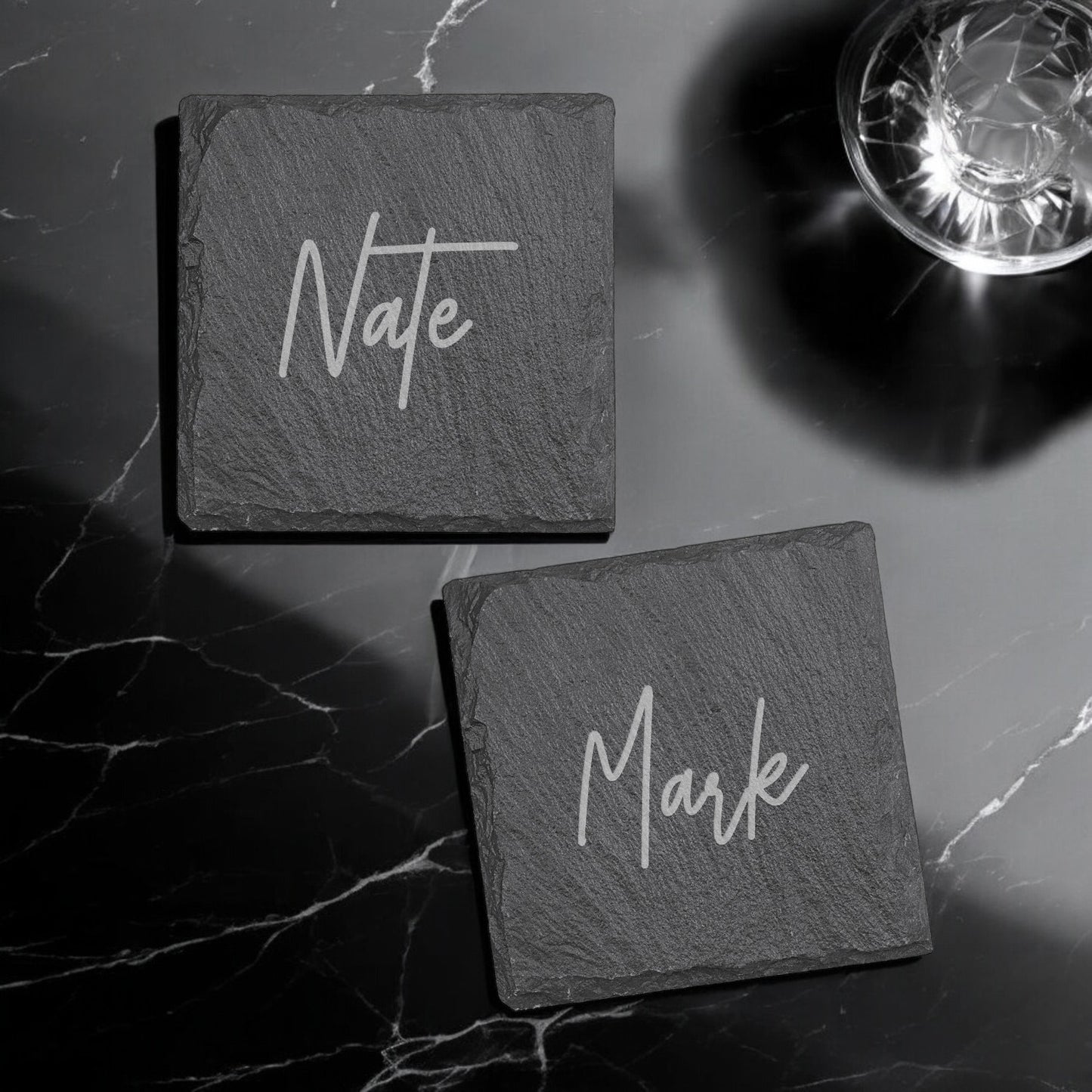 Signature Collection Personalized Slate Coasters, Set of 4