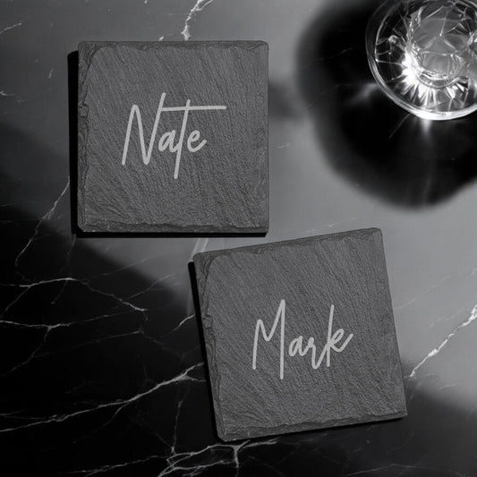 Signature Collection Personalized Slate Coasters, Set of 4