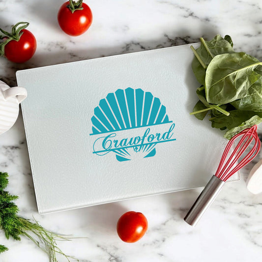 Seashell Personalized Glass Cutting Board