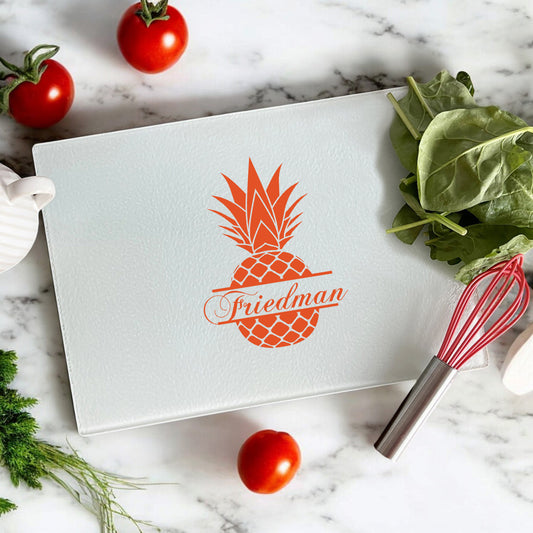 Pineapple Personalized Glass Cutting Board