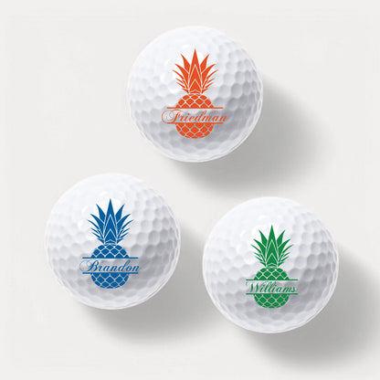 Pineapple Personalized Golf Ball Gift Set