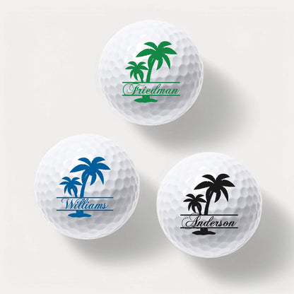 Palm Tree Personalized Golf Ball Gift Set