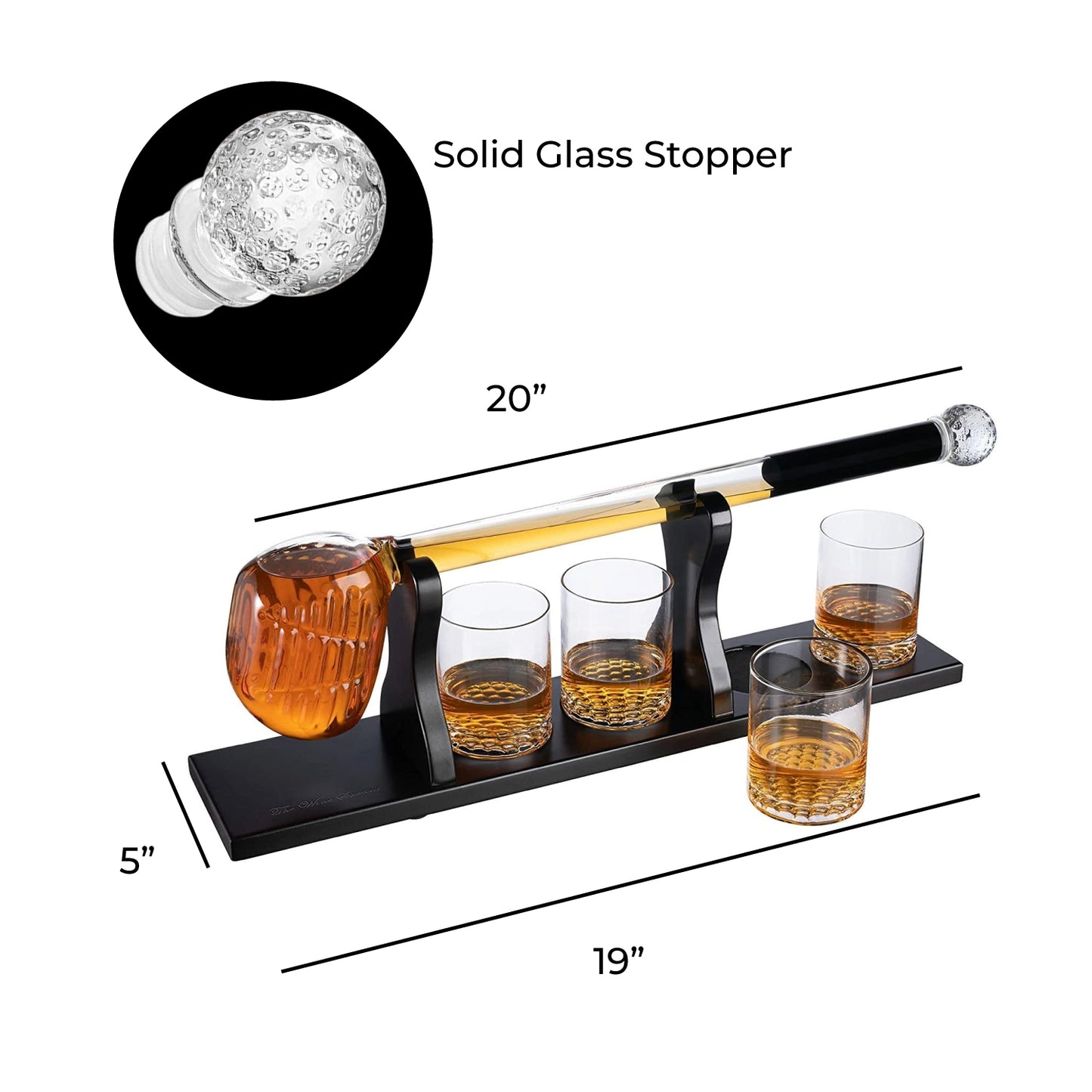 Golf Club Whiskey Decanter with Personalize Whiskey Glasses Gift Set