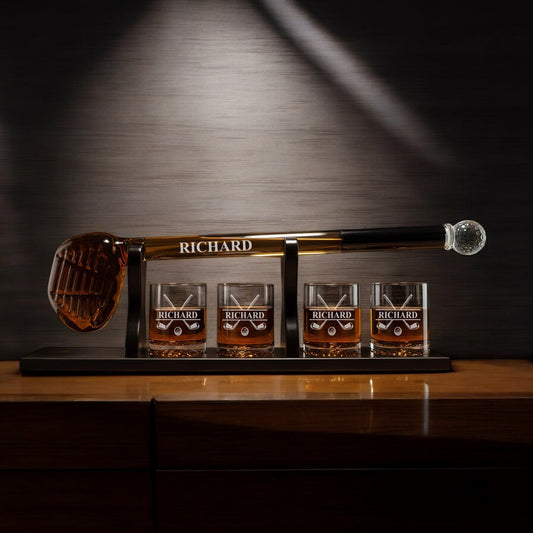 Golf Club Whiskey Decanter with Golf Glasses Gift Set