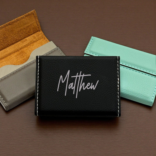 Signature Personalized Leather Business Card  Case