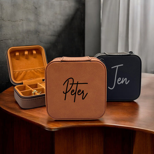 Signature Collection Personalized Leather Travel Jewelry Case