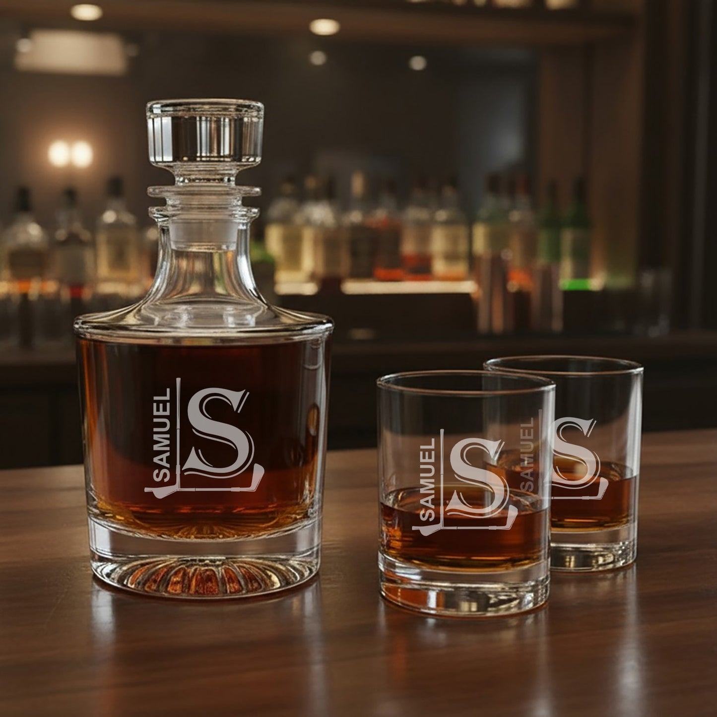Golf Personalized Legacy Reserve Whiskey Decanter with Rocks Glasses - 3 pc
