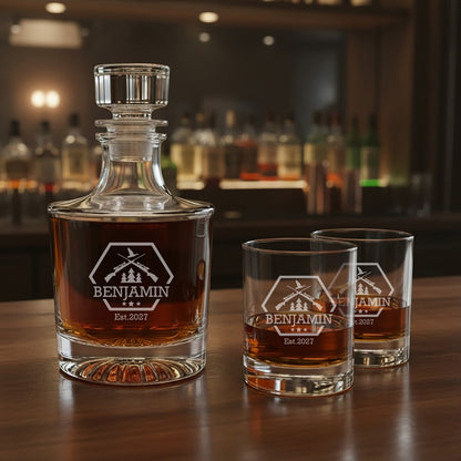 Hunting Personalized Legacy Reserve Whiskey Decanter with Rocks Glasses - 3 pc